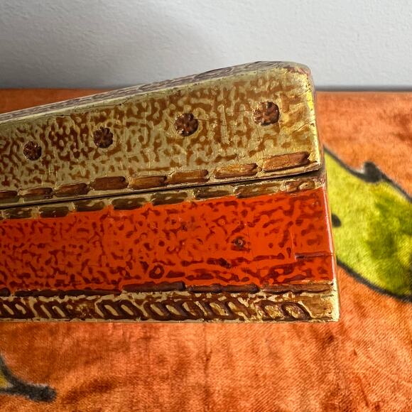 Vintage Gilt Wood Florentine Italian Cigarette Box Jewelry Trinket Dresser Italy - Picture 10 of 11